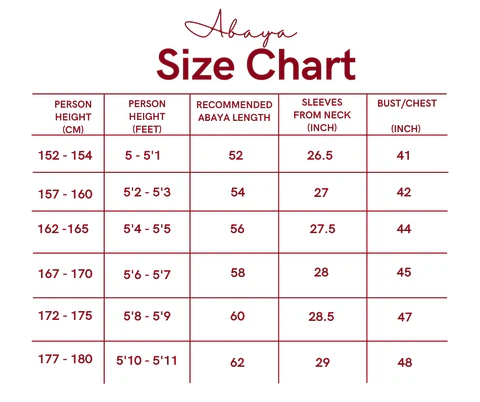 Size chart for LILLY || PINK